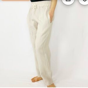 Zara Cream Linen Drawstring Trousers